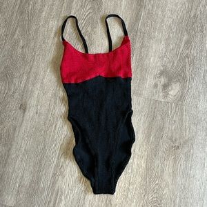 Hunza G Red & Black One Piece Swimsuit